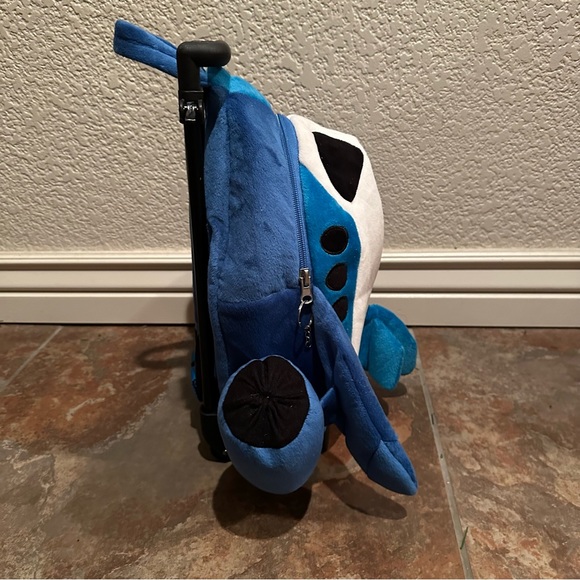 Popatu Blue Airplane Jet Rolling Backpack - Picture 8 of 15